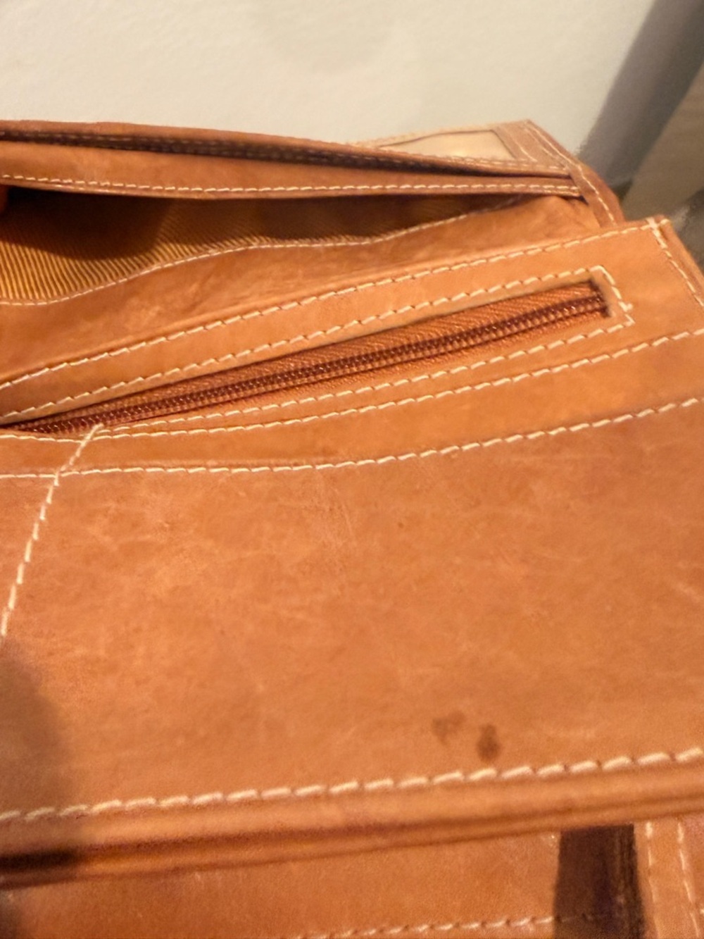 Leather Two-Tone Studded Wallet - Brown/Tan - Picture 6 of 9